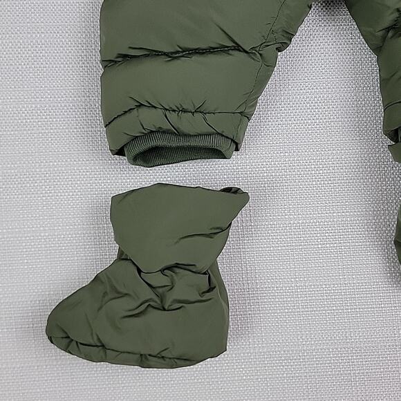 Tartine et Chocolat Baby Khaki Green Hooded Bunting Puffy Snowsuit Faux Fur 3M - Picture 9 of 16